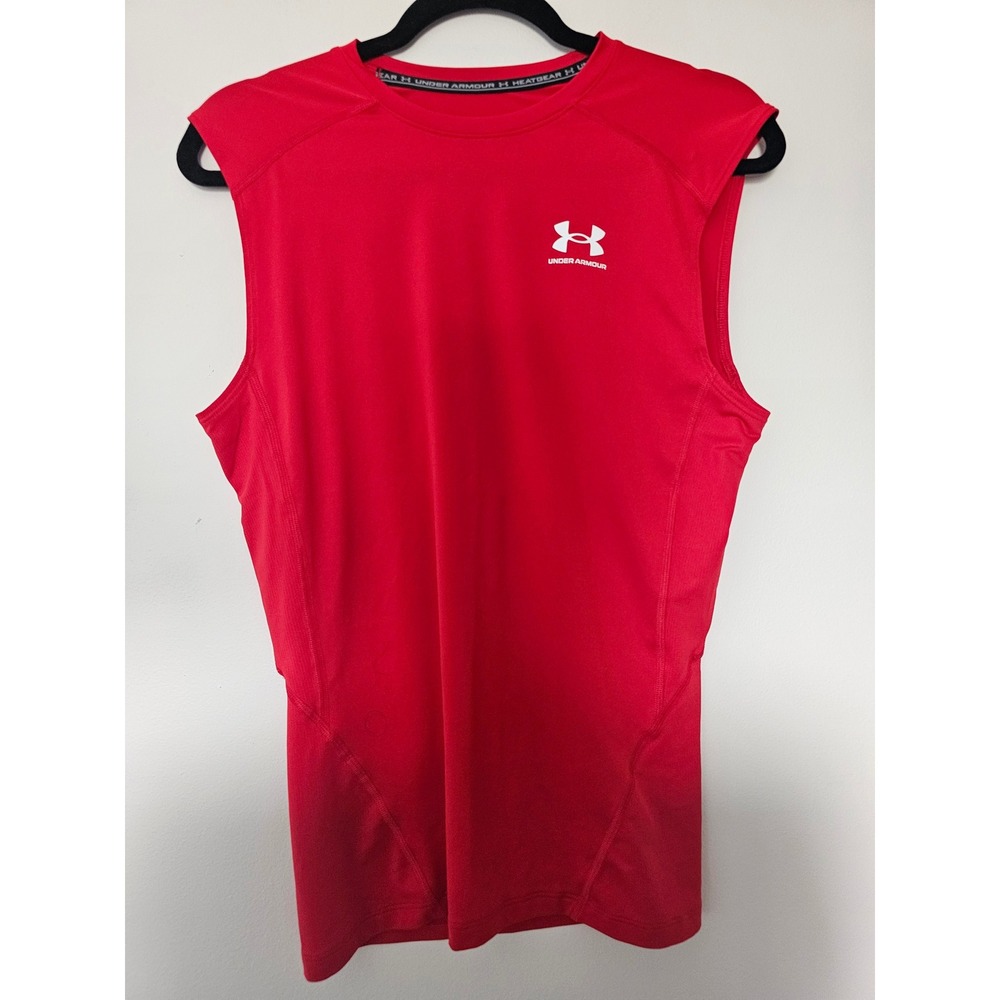 Athletic Under Armour HeatGear Compression Tank Mens Large Red Sleeveless Shirt